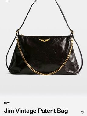 Zadig & Voltaire Black Patent Shoulder Bag with Gold Chain